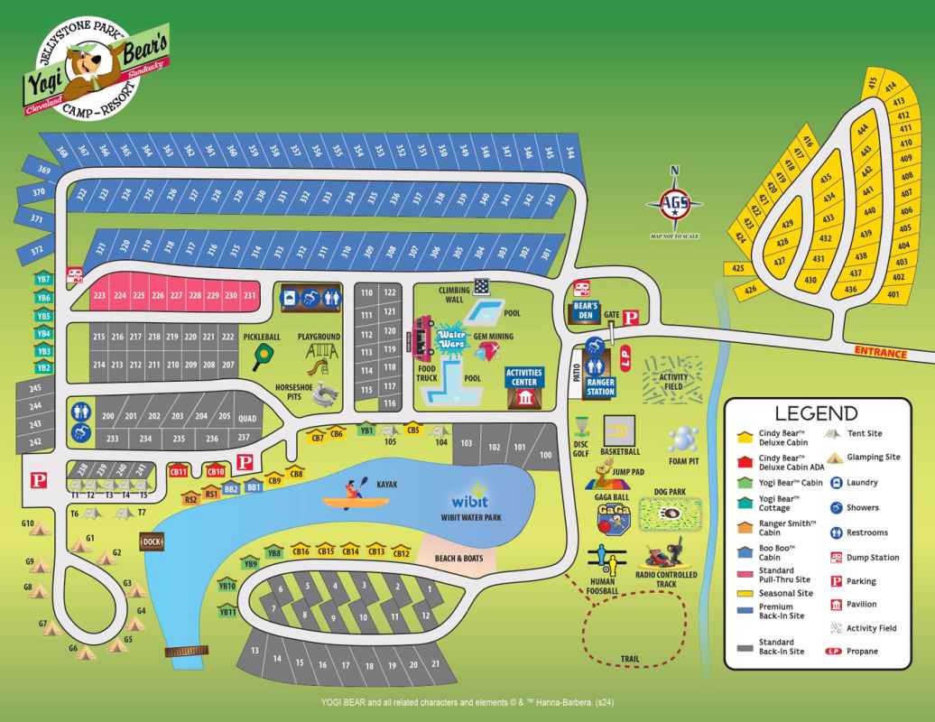 Park Map of Yogi Bear’s Cleveland Sandusky Jellystone Park Ohio